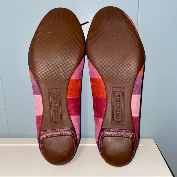 Coach Jenilee Flats Suede Patchwork Red Fuchsia Purple 8.5M - Picture 3 of 8